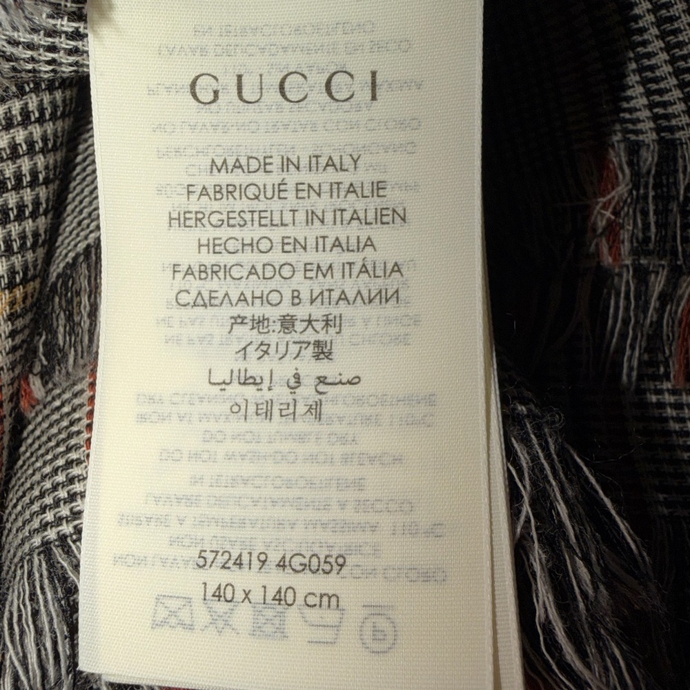 Gucci Beige/Ebony Wool And Silk GG Survive Shawl Scarf - Picture 7 of 7